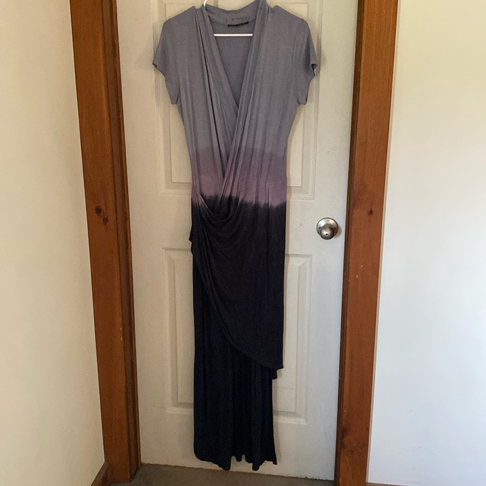 Tie dye black and purple asymmetrical dress